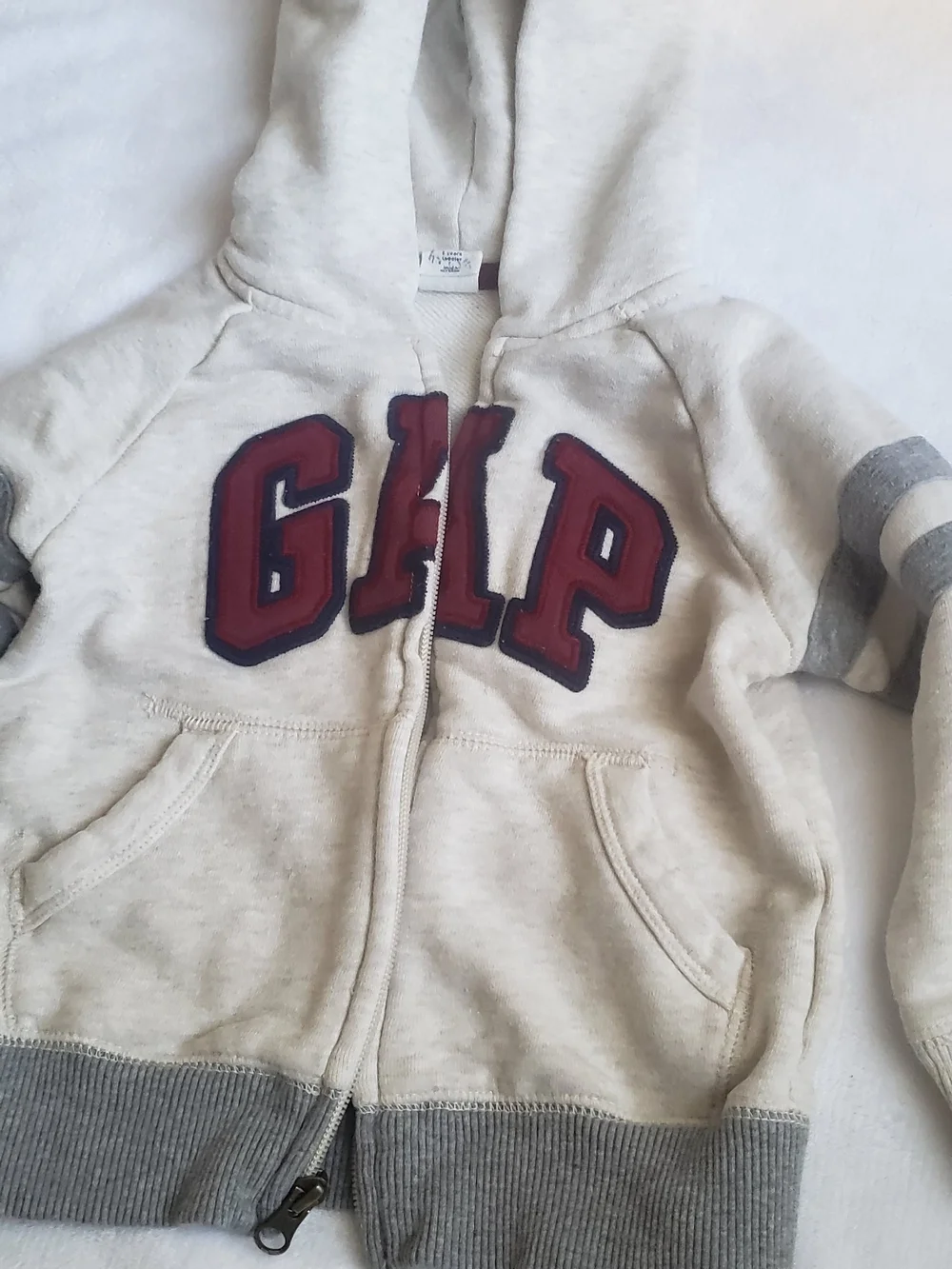GAP Cream Hoodie with Maroon Logo